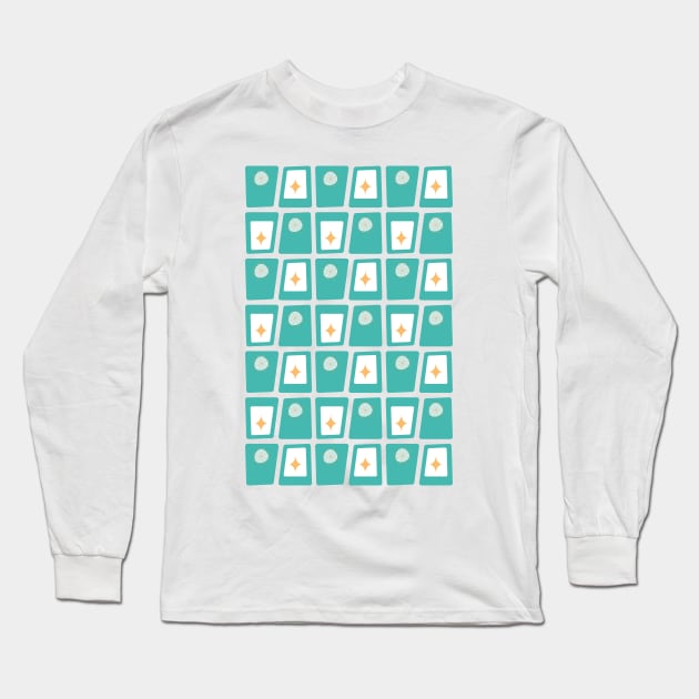 Mid Century Funky Blocks 2 in Aqua, Teal and Orange Long Sleeve T-Shirt by tramasdesign